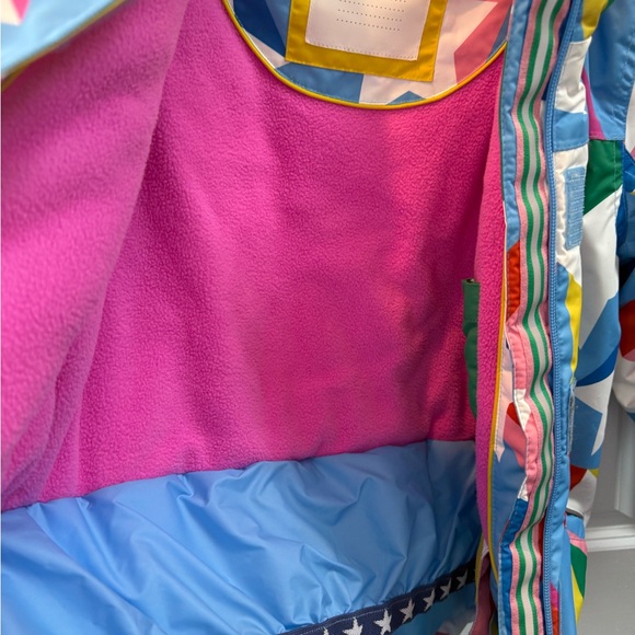Boden All Weather Waterproof Jacket in Surfbloard blue rainbow star 6-7 NO HOOD - Picture 7 of 9